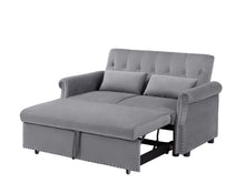 Load image into Gallery viewer, Artemax 55&#39;&#39; Modern Shiny Velvet Convertible Loveseat Sleeper Sofa Couch w/ 2 Lumbar Pillows, Adjustable Pull-Out Bed and Removable Armrest for Nursery, Living Room, Apartment, Home Office
