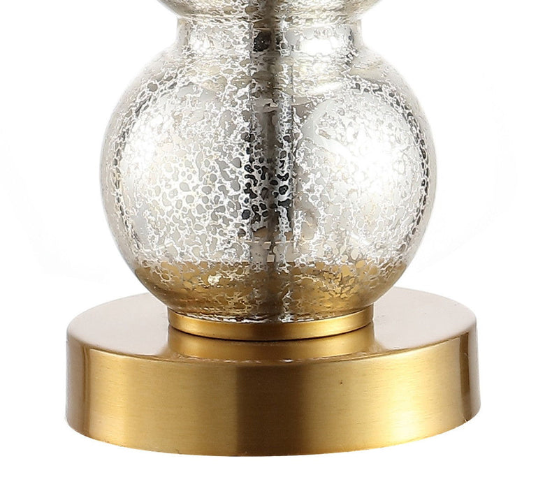 Globe Table Lamp With Drum Shade - White / Clear / Gold