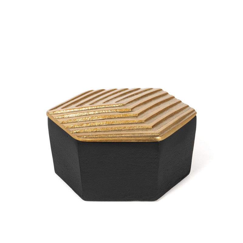 Decorative Box Tabletop Sculpture - Black / Gold