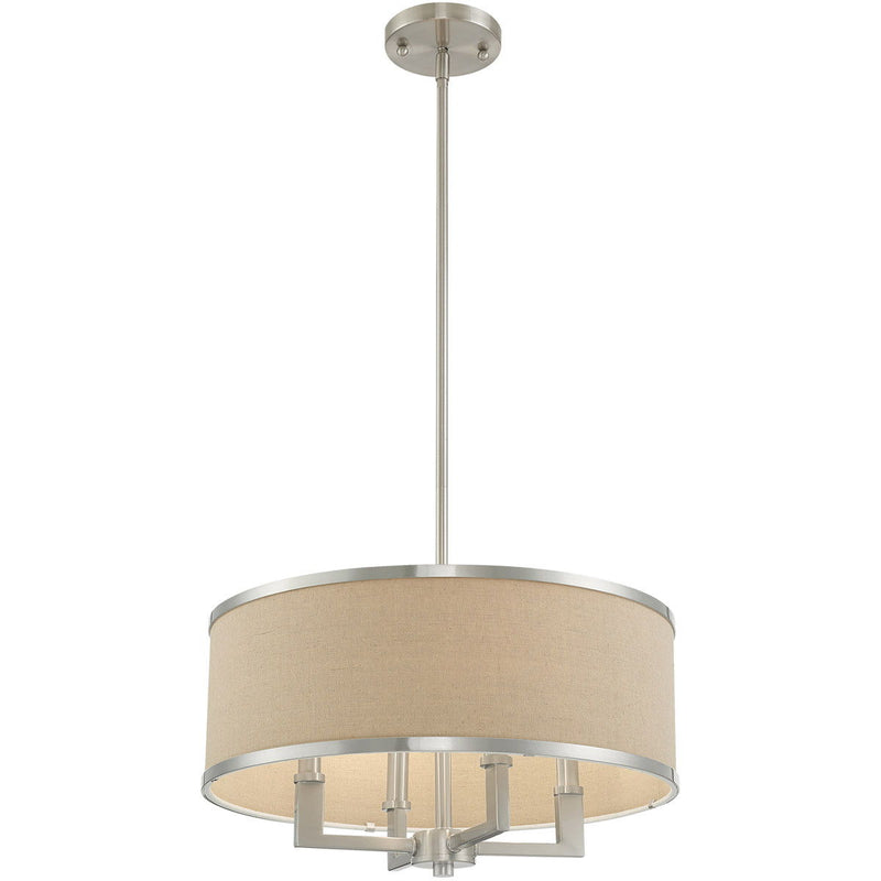 Four Light Metal Dimmable Chandelier With Shades - Nickel / Ash Gray