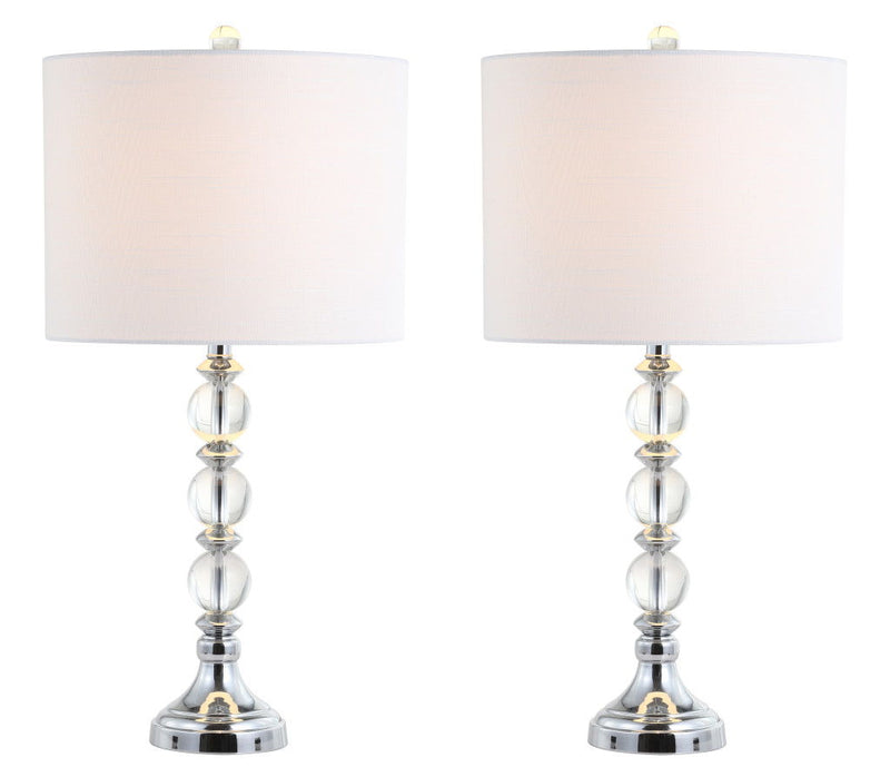 26" Table Lamps With Drum Shades (Set of 2) - Clear