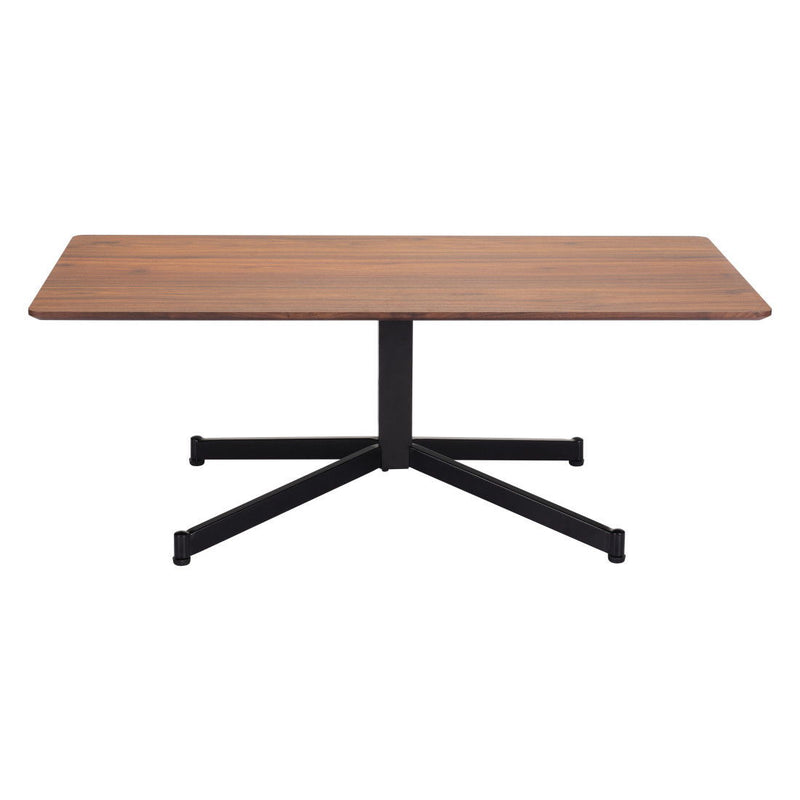 48" Wood And Steel Pedestal Coffee Table - Black And Natural