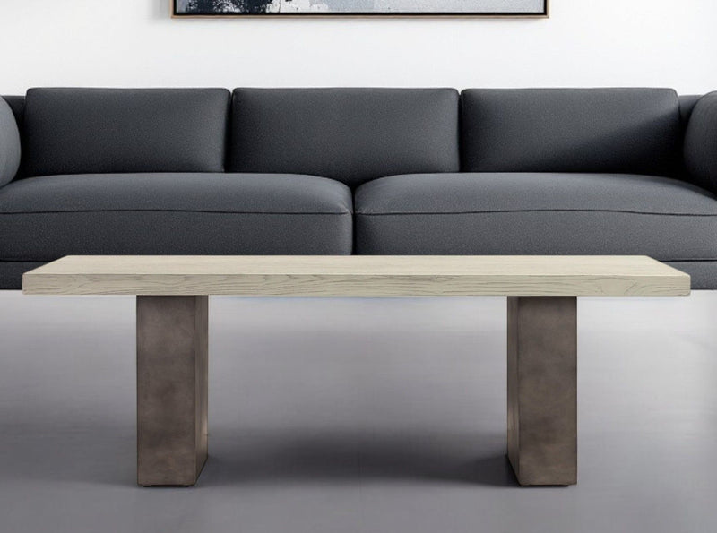 Solid Wood And Concrete Coffee Table - Gray And Dark Gray