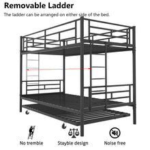 Load image into Gallery viewer, Bunk Bed Twin over Twin with Trundle Black,CPC Certified,No Box Spring Needed,Heavy Duty,Easy to assemble
