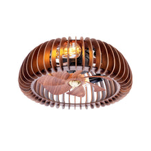 Load image into Gallery viewer, Semicircle Flush Mount Fan Light, (No Included Bulbs) And Remote Control, 6 Speeds, Quiet DC Motor For Living Room - Wood
