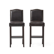 Load image into Gallery viewer, Bar Stools (Set of 2), Upholstered Barstools Armless, Rubber Wood Leg - Brown
