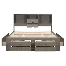Load image into Gallery viewer, Platform Bed With Storage Headboard And 8 Drawers
