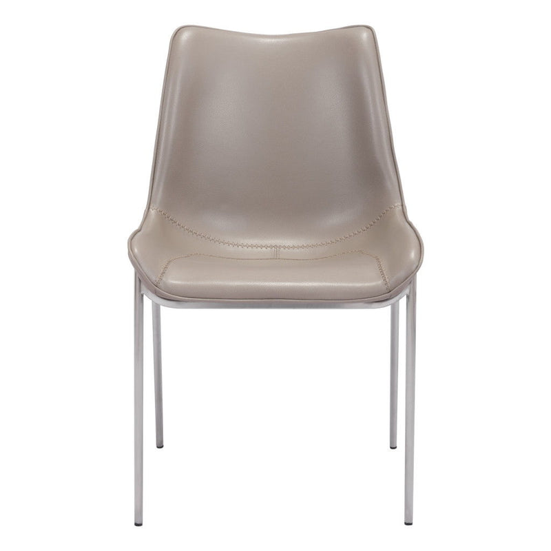Stitch Upholstered Faux Leather Dining Side Chairs (Set of 2) - Gray