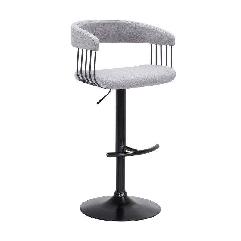 Fabric With Metal Swivel Adjustable Height Bar Chair (534474) - Light Gray And Black