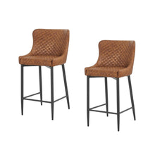 Load image into Gallery viewer, 26" Metal And Faux Leather Low Back Counter Height Bar Chairs (Set of 2) - Orange / Black
