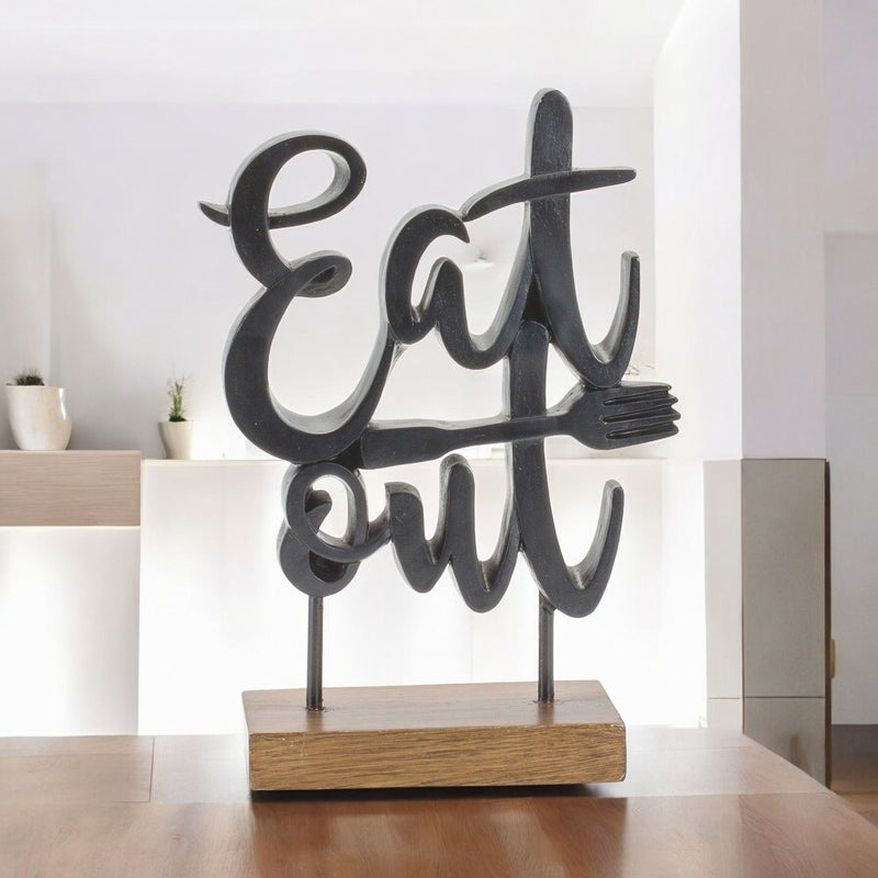 Poly Decorative Plaque Tabletop Sculpture - Black