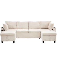 Load image into Gallery viewer, Sectional Sofa Bed With Pull Out Sleeper, USB Ports, Cup Holders
