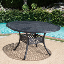 Load image into Gallery viewer, Outdoor Expandable Aluminum Dining Table With Latticework Details And Curvy Legs
