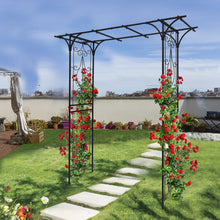 Load image into Gallery viewer, Metal Garden Arch Climbing Plants Support Rose Arch Outdoor - Black
