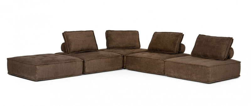 Fabric Modular L Shaped 5" Piece Corner Sectional - Brown