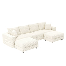 Load image into Gallery viewer, Deep Seat Convertible Sofa With Soft Pillows And Ottomans
