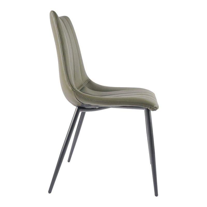 Upholstered Faux Leather Dining Side Chairs (Set of 2) - Dark Green