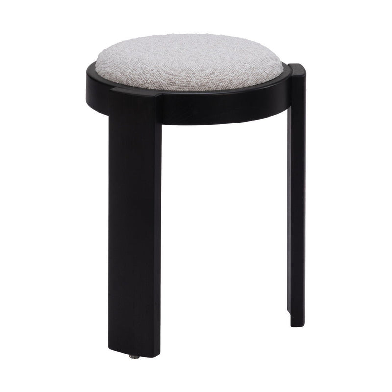 Fabric Round Ottoman - Gray / Black