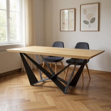 Load image into Gallery viewer, 79" Wood And Metal Trestle Base Dining Table - Yellow
