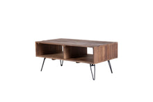 Load image into Gallery viewer, Reclaimed Wood Cocktail Table With Open Storage For Living Room, Metal Legs, Foldable - Black / Natural
