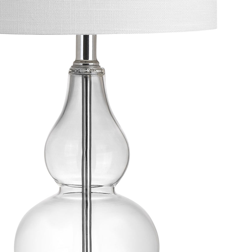 Gourd Bedside Lamp With Drum Shade - Clear