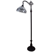 Load image into Gallery viewer, 12" x 12" x 62" Traditional Shaped Floor Lamp With White Stained Glass Bowl Shade - Brown
