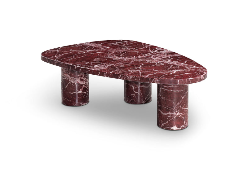 Genuine Marble Marble Free Form Coffee Table - Red