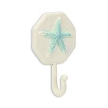 Load image into Gallery viewer, 4" Cast Iron Starfish Wall Hook - Aqua / Cream
