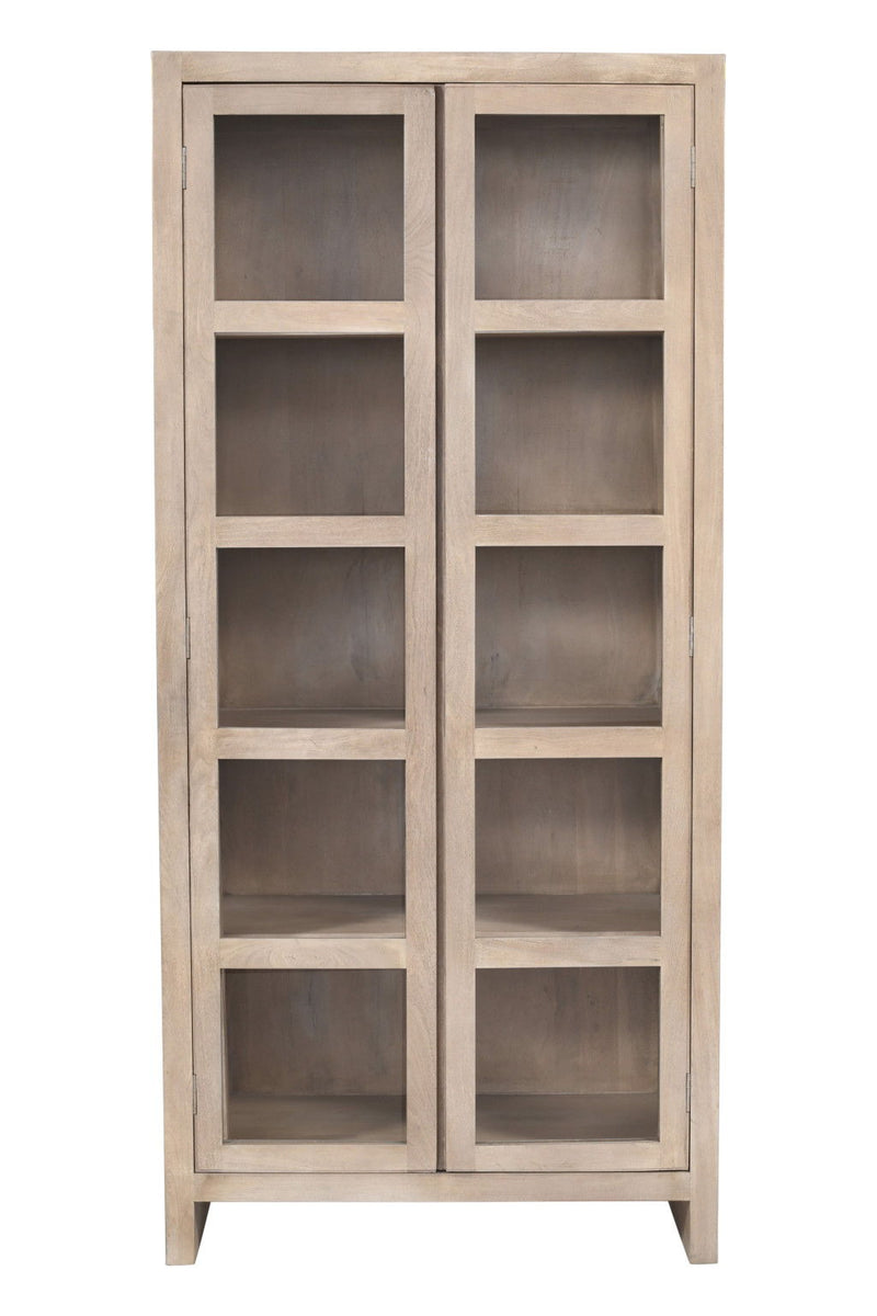 91" Distressed Solid Wood Frame Accent Cabinet With Two Doors - Ivory