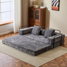 Load image into Gallery viewer, Convertible Floor Sofa Bed With Pillow Back Support Armrest
