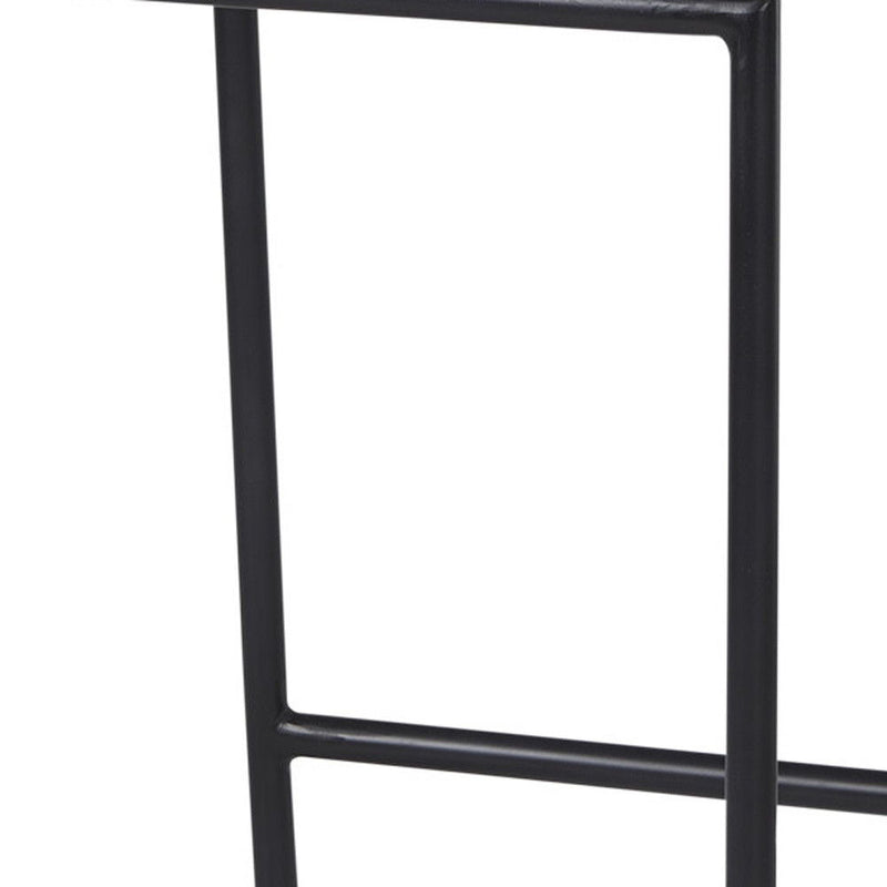 25" Solid Wood And Metal Low Back Counter Height Bar Chair - Black / Natural