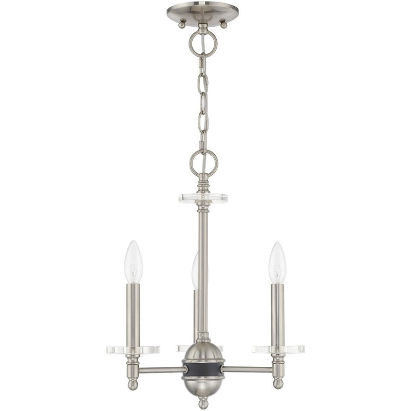 18'' Three-Light Dimmable Chandelier With Shades - Nickel