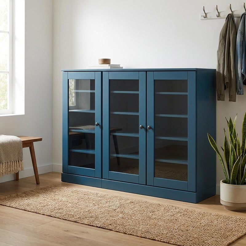 Solid Woodshoe Storage Cabinet (756021) - Teal Blue