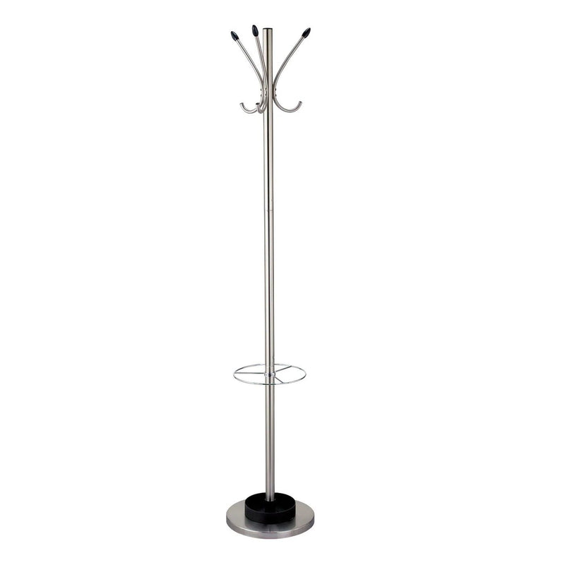 Brushed Steel Stand Coat Rack - Silver