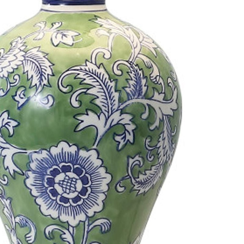 Urn Table Lamp With Empire Shade - Green / Gold / White