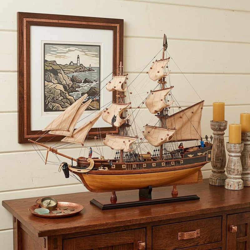 Hand Painted Model Boat (624651) - Light Brown / Beige