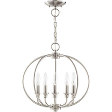 Load image into Gallery viewer, 15" Five Light Dimmable Chandelier With Shades - Nickel
