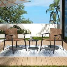 Load image into Gallery viewer, Outdoor Chat Set, 2 Chairs &amp; Side Table - Black / Brown

