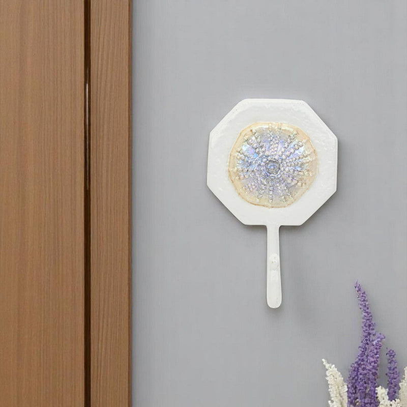 4" Cast Iron Sand Dollar Wall Hook - Pearl / White