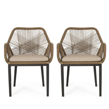 Load image into Gallery viewer, Modern Wicker Dining Club Chair With Water Resistant Cushions - Brown / Beige
