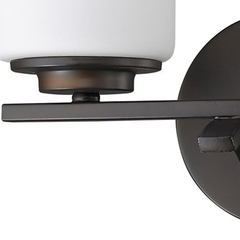 Two Light Bronze And Glass Wall Sconce - Bronze