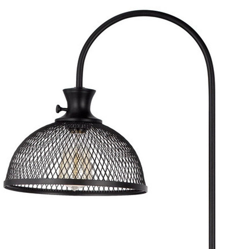 Adjustable Traditional Shaped Floor Lamp With Bronze Dome Shade - Black