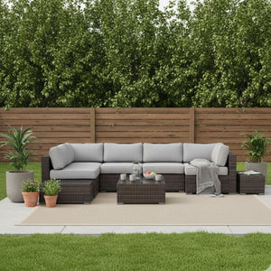 Wicker Sectional Seating Group With Plush Cushions