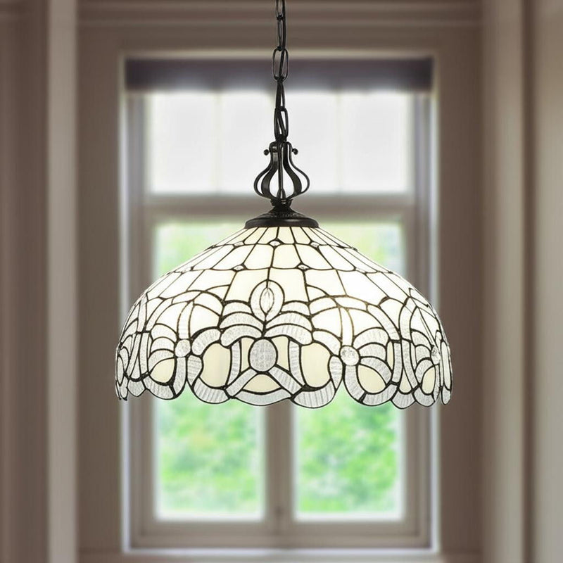 8'' Unique Statement Two Light Glass Dimmable Chandelier With Shades - Black / White