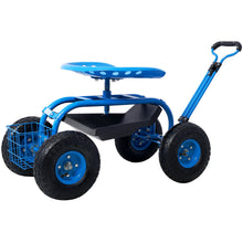 Load image into Gallery viewer, Rolling Garden Scooter Cart Seat With Wheels, 360 Swivel Seat, Tool Tray
