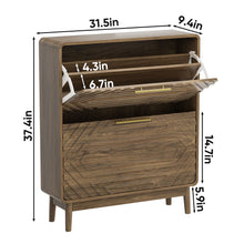 Load image into Gallery viewer, Freestanding Shoe Cabinet With 2 Flip Top Drawers For Entryway - Walnut
