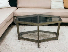 Load image into Gallery viewer, Modern Hexagonal Glass Top Coffee Table - Clear Brown
