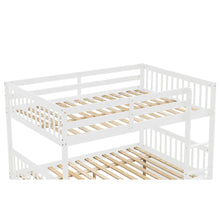 Load image into Gallery viewer, Full Over Full Bunk Bed with Trundle, Convertible to 2 Full Size Platform Bed, Full Size Bunk Bed with Ladder and Safety Rails for Kids, Teens, Adults,White(Old Sku:W504S00002)
