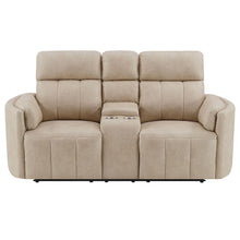 Load image into Gallery viewer, Elison - Motion Loveseat With Console - Dark Beige Polish Microfiber

