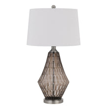 Load image into Gallery viewer, Metal Geometric Table Lamp With Off-White Empire Shade - Gray
